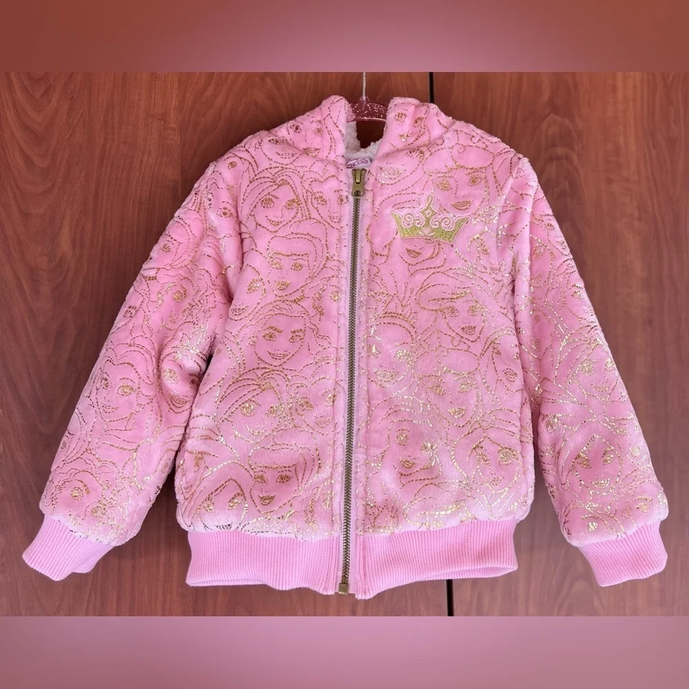 Disney - Princess Gold Foil print pink coat (SZ 4T)